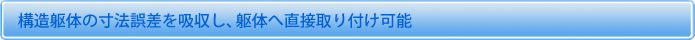 構造躯体の寸法誤差を吸収し、躯体へ直接取り付け可能